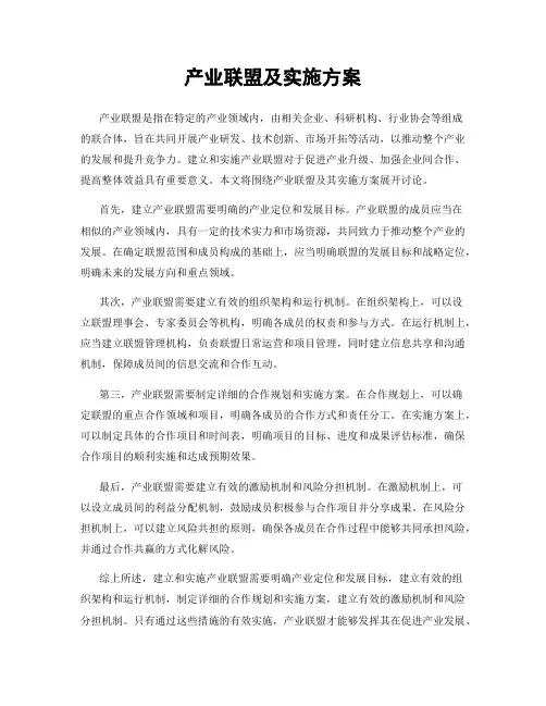 产业联盟及实施方案