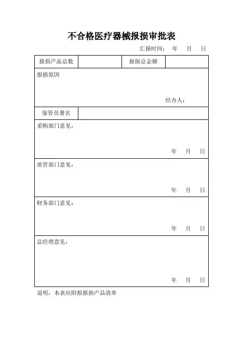 不合格医疗器械表格共表