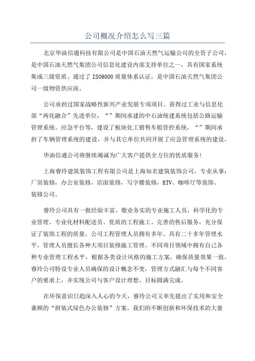 公司概况介绍怎么写三篇