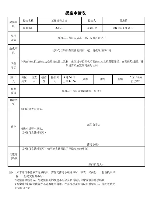 现场改善提案模板