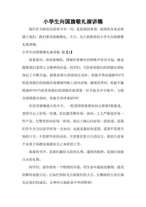  小学生向国旗敬礼演讲稿