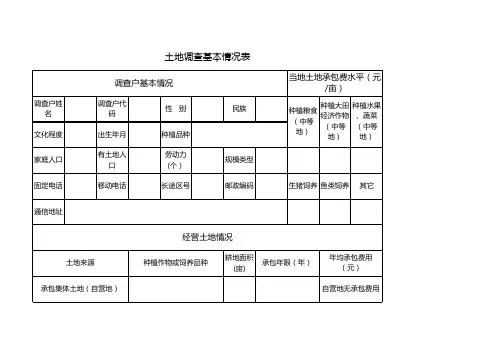 土地调查基本情况表格