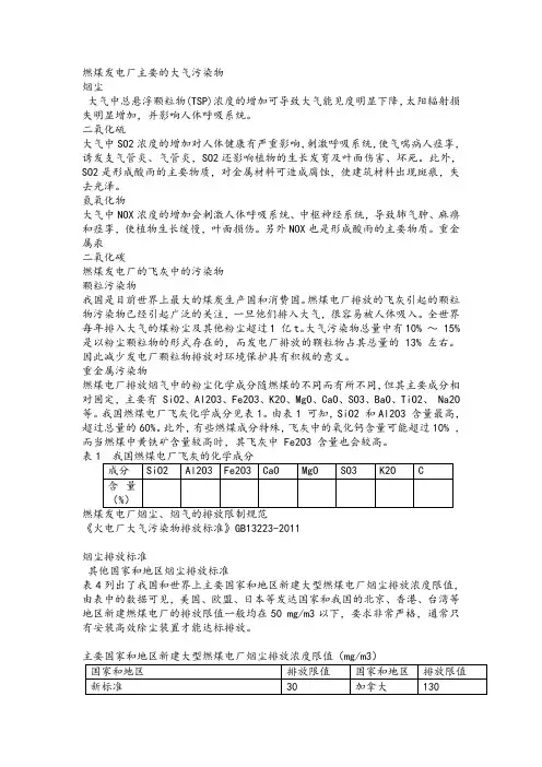 燃煤发电厂飞灰的相关资料