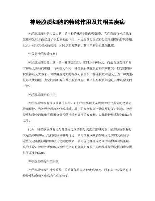 神经胶质细胞的特殊作用及其相关疾病