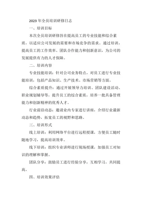 2023年全员培训研修日志