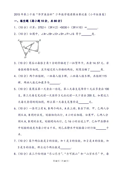 第二十届“华罗庚金杯”少年数学邀请赛决赛试卷(小中组b卷)