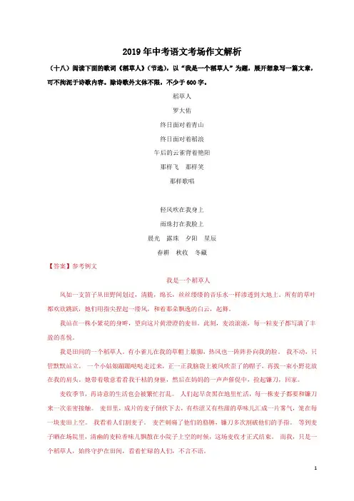 2019年中考语文考场作文解析 (1)