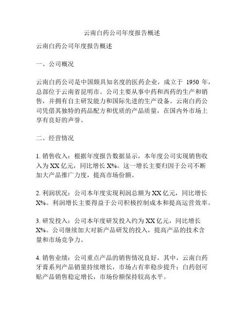 云南白药公司年度报告概述
