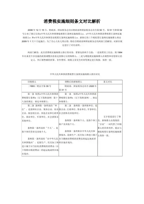 消费税实施细则条文对比解析