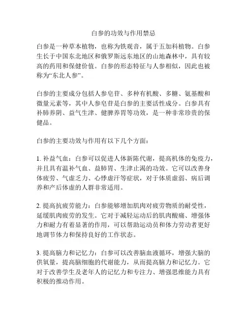 白参的功效与作用禁忌