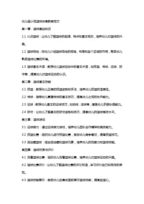 幼儿园小班篮球体育教案范文