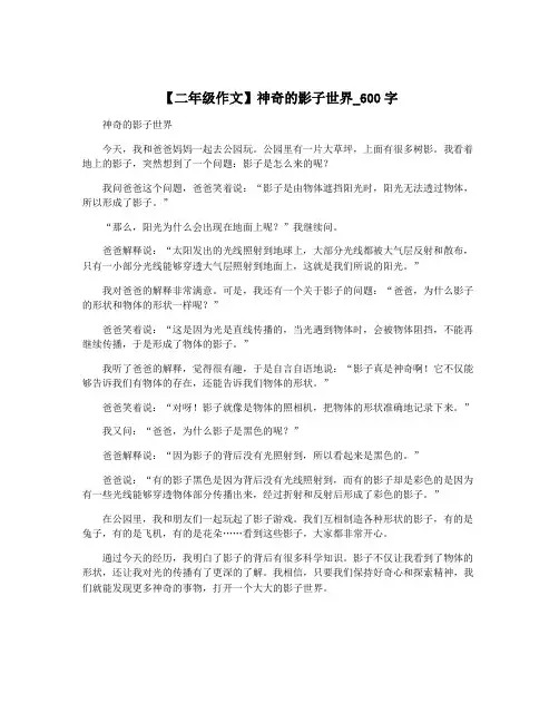 【二年级作文】神奇的影子世界_600字