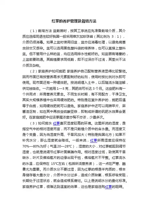 红掌的养护管理及栽培方法