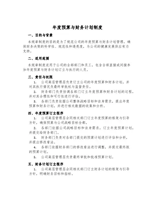 年度预算与财务计划制度