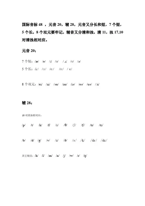 48个国际音标及字母组合总结