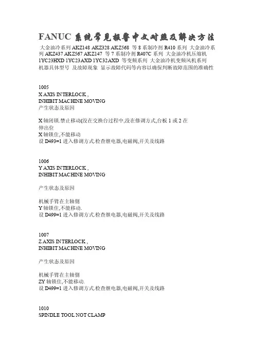 FANUC系统常见报警中文对照及解决方法（1）