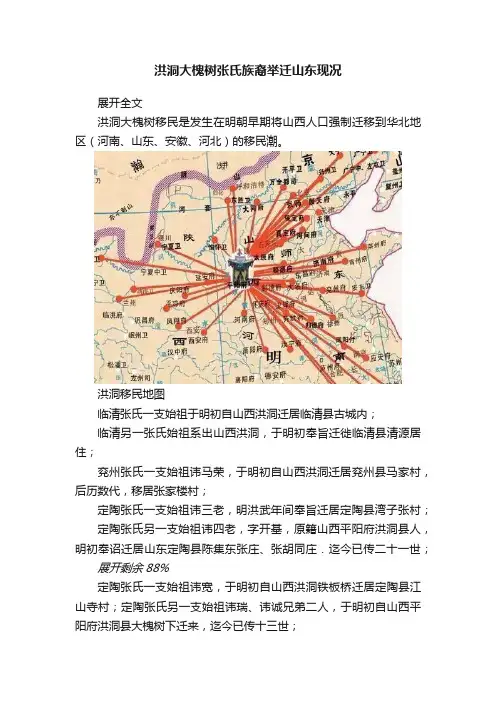 洪洞大槐树张氏族裔举迁山东现况
