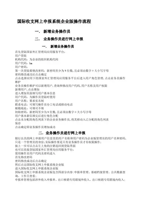 国际收支网上申报系统企业版操作流程~