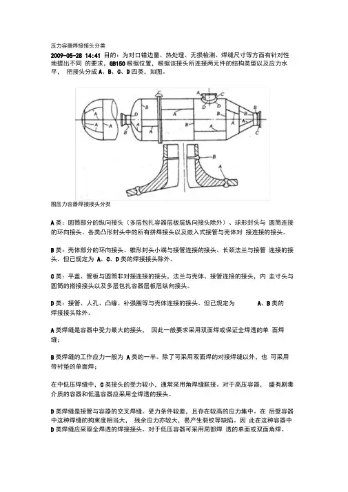 压力容器焊接接头分类