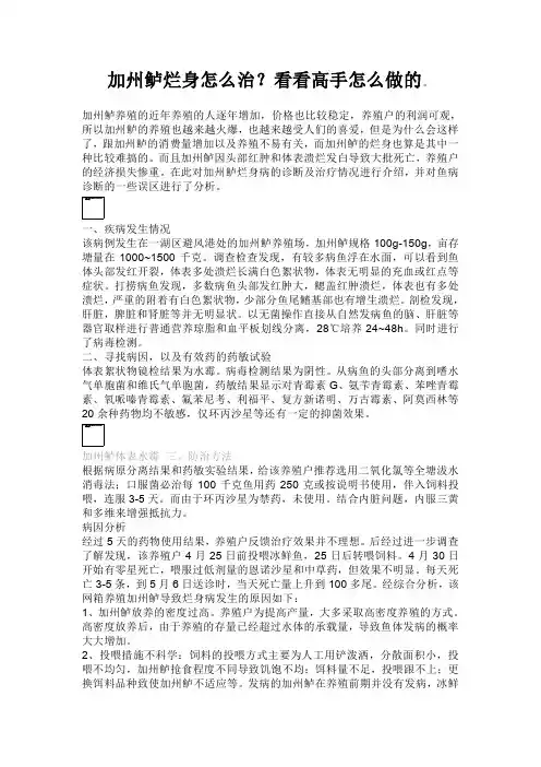 加州鲈烂身怎么治