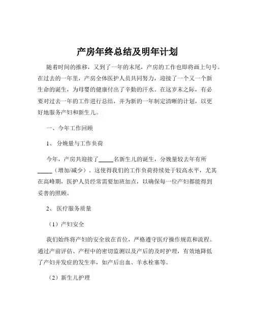 产房年终总结及明年计划