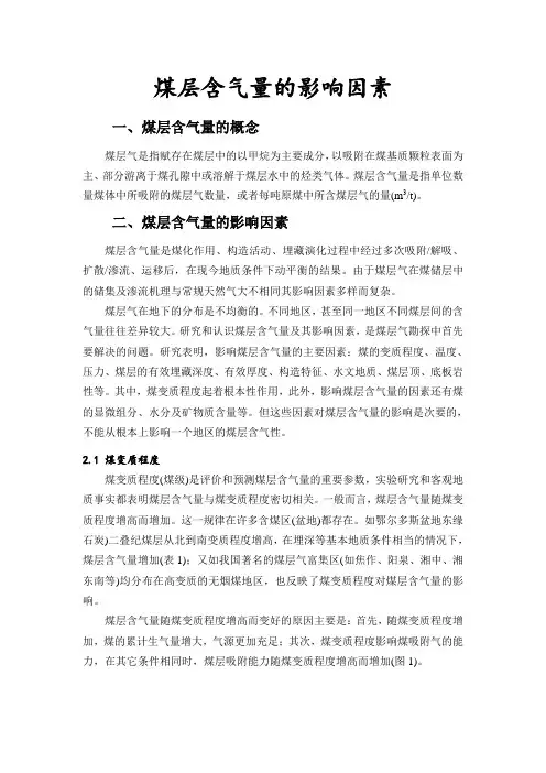 煤层含气量的影响因素