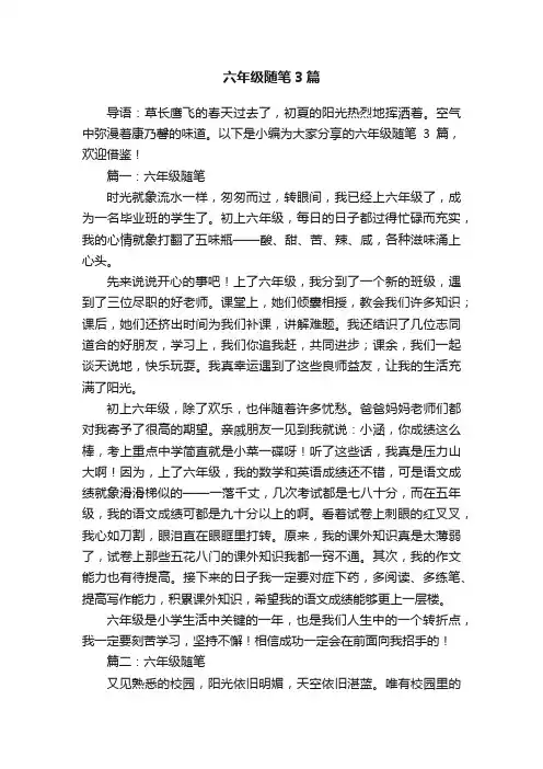 六年级随笔3篇