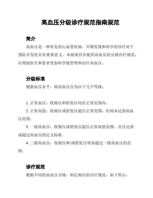 高血压分级诊疗规范指南规范