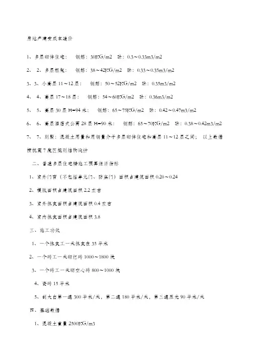 房地产建安成本造价