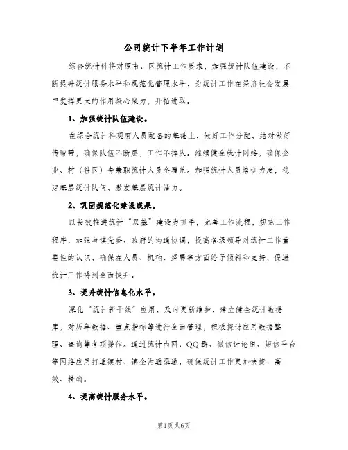 公司统计下半年工作计划(4篇)