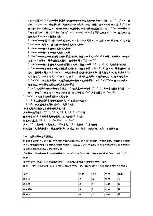 钢材型号含义