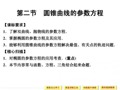 高中新课程数学(新课标人教A版)选修4-4《2-2圆锥曲线的参数方程》课件2