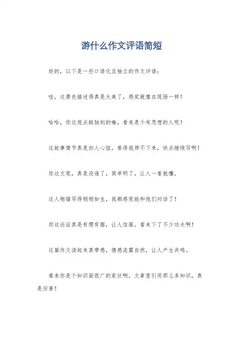 游什么作文评语简短