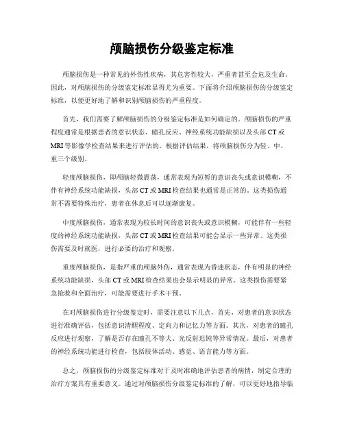 颅脑损伤分级鉴定标准