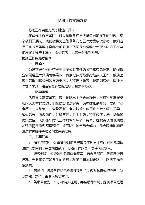 防汛工作实施方案