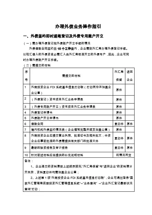 办理外债业务操作指引