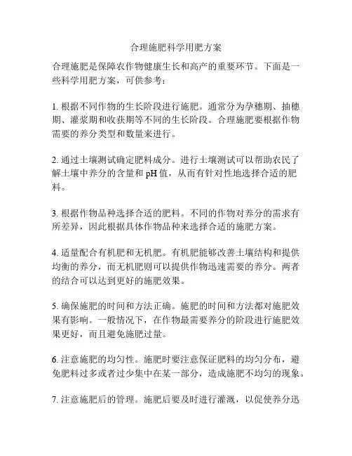合理施肥科学用肥方案