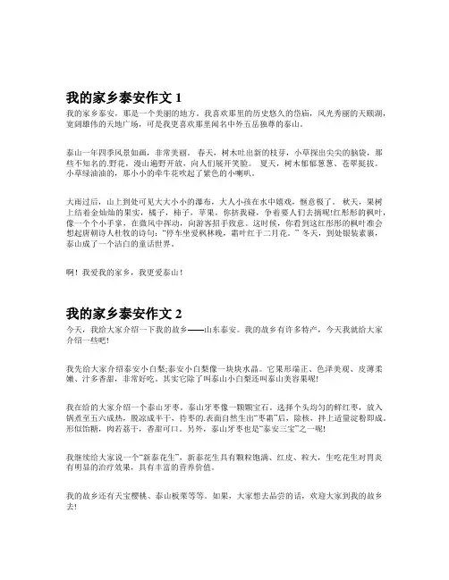 我的家乡泰安作文200字