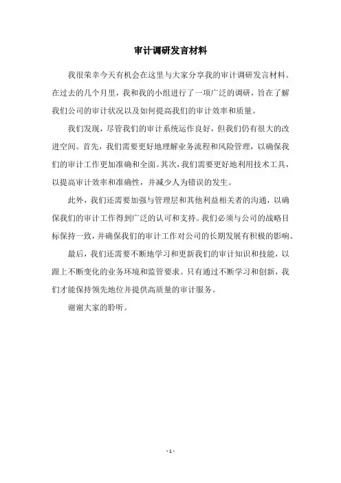 审计调研发言材料