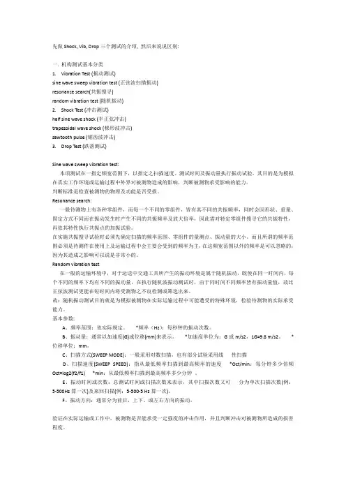 Shock&Vibration&Drop三个测试的介绍与区别
