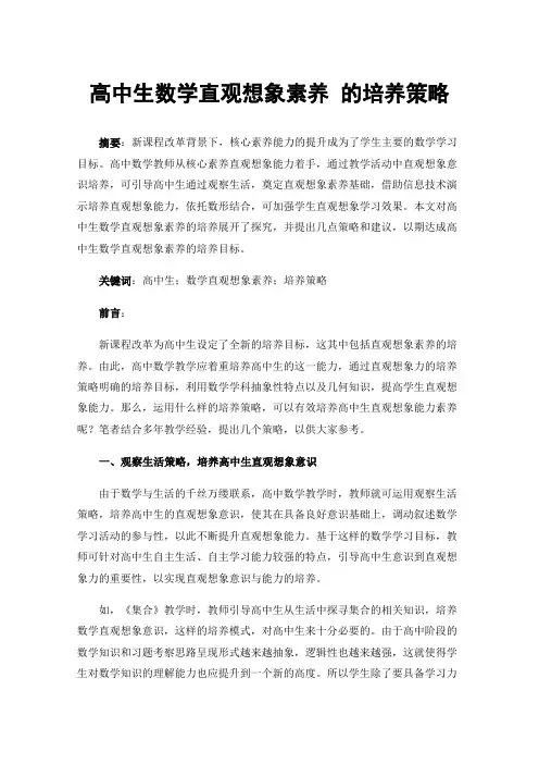 高中生数学直观想象素养的培养策略