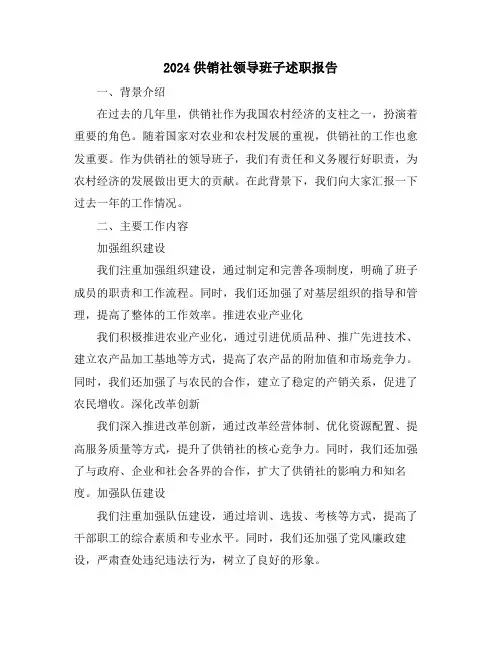 2024供销社领导班子述职报告