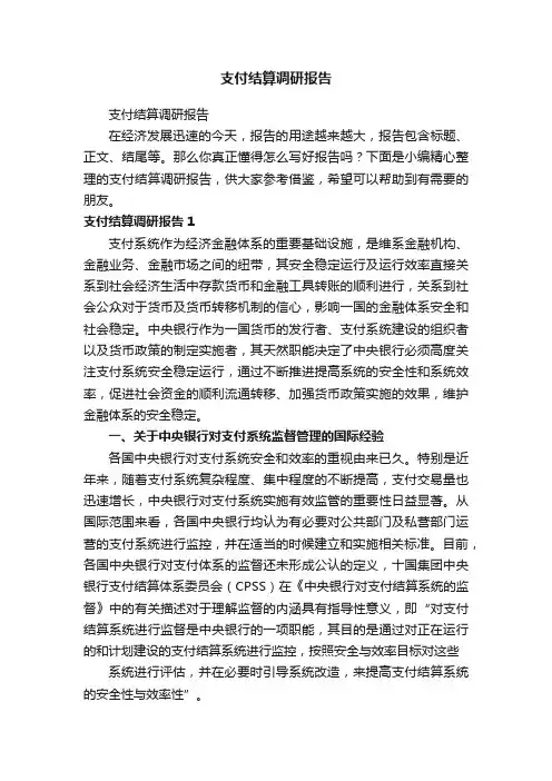 支付结算调研报告