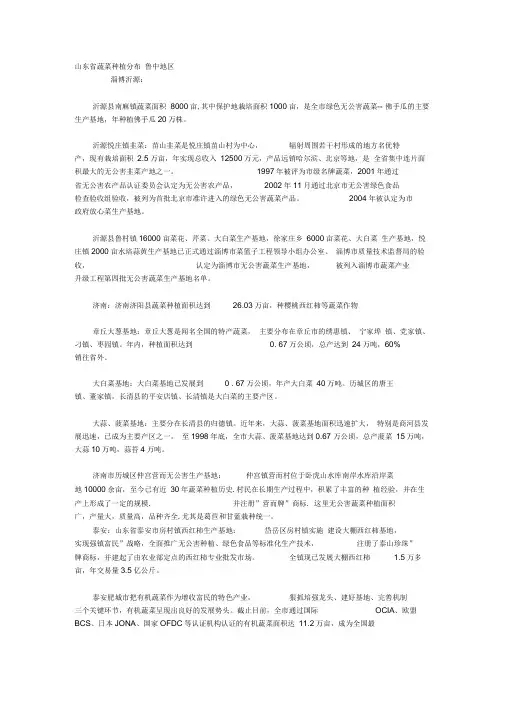 山东省蔬菜种植分布