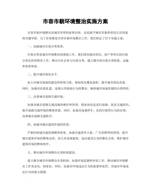 市容市貌环境整治实施方案