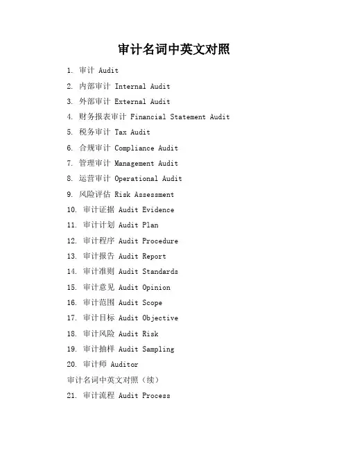 审计名词中英文对照