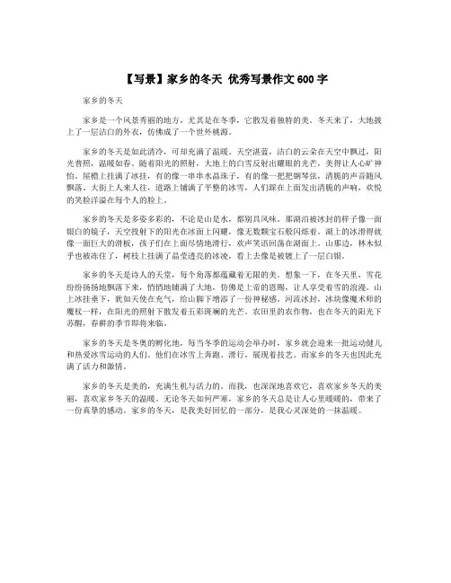 【写景】家乡的冬天 优秀写景作文600字