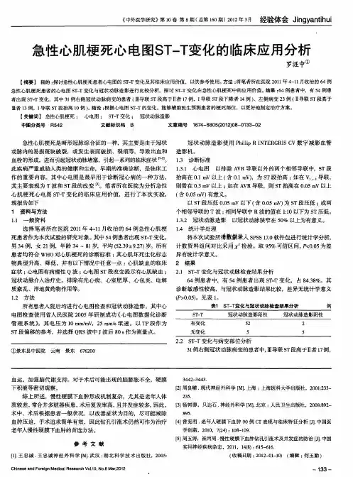 急性心肌梗死心电图ST-T变化的临床应用分析