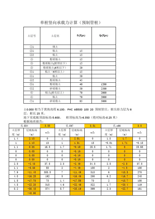 桩基手算计算书