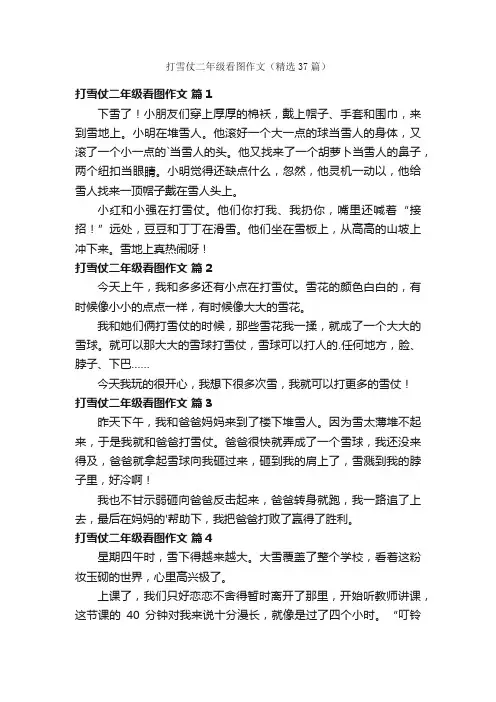 打雪仗二年级看图作文（精选37篇）